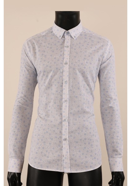Uzun Kol Slim Fit Desenli Gömlek