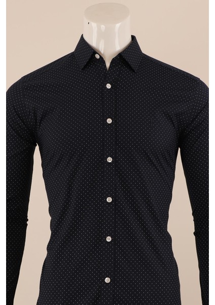 Uzun Kol Slim Fit Desenli Gömlek