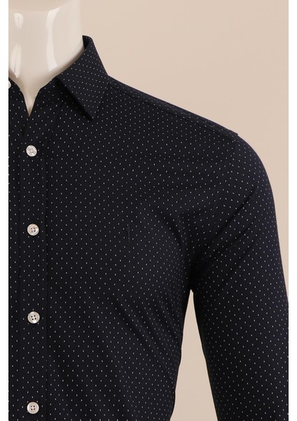 Uzun Kol Slim Fit Desenli Gömlek