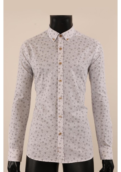 Uzun Kol Slim Fit Desenli Gömlek
