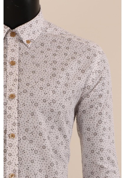 Uzun Kol Slim Fit Desenli Gömlek fırsatları
