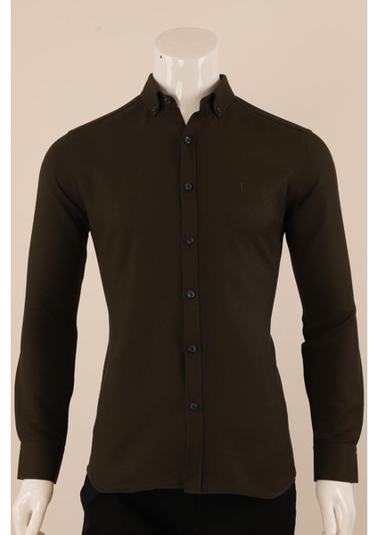 Uzun Kol Slim Fit Desenli Gömlek
