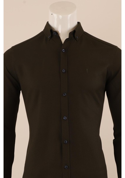 Uzun Kol Slim Fit Desenli Gömlek