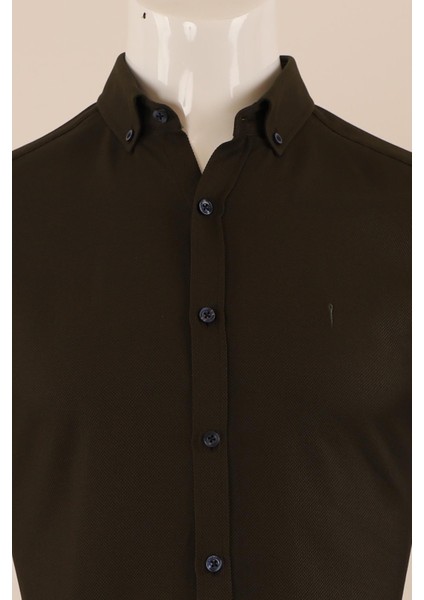 Uzun Kol Slim Fit Desenli Gömlek