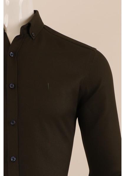 Uzun Kol Slim Fit Desenli Gömlek