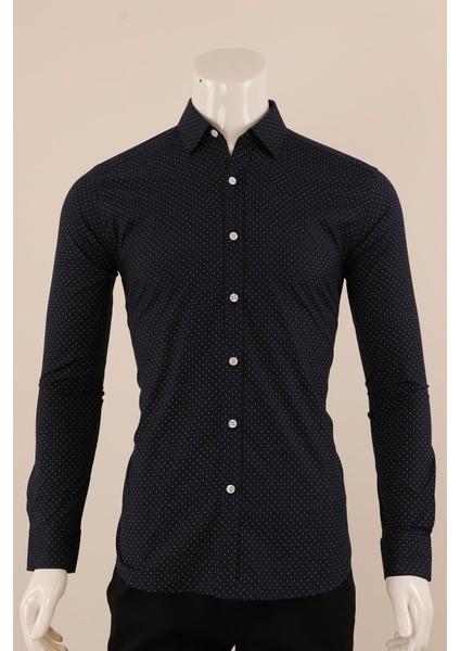 Uzun Kol Slim Fit Desenli Gömlek
