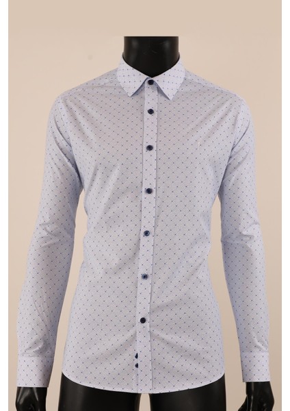 Uzun Kol Slim Fit Desenli Gömlek