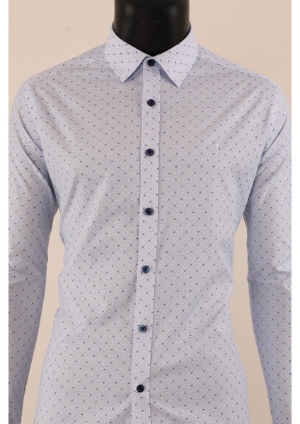 Uzun Kol Slim Fit Desenli Gömlek