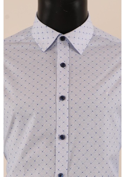 Uzun Kol Slim Fit Desenli Gömlek