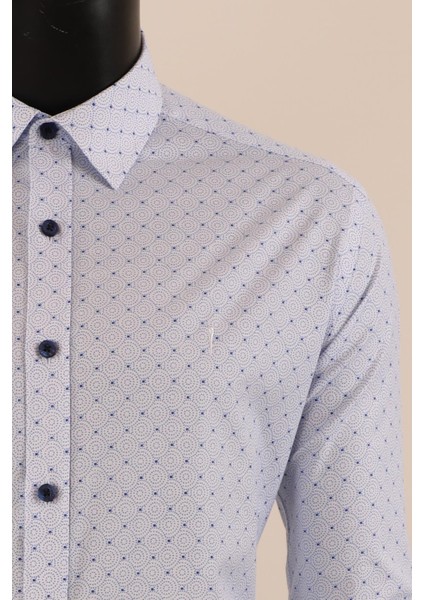 Uzun Kol Slim Fit Desenli Gömlek