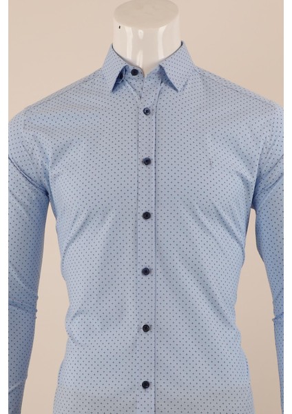 Uzun Kol Slim Fit Desenli Gömlek