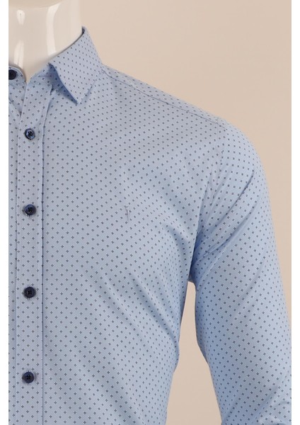 Uzun Kol Slim Fit Desenli Gömlek