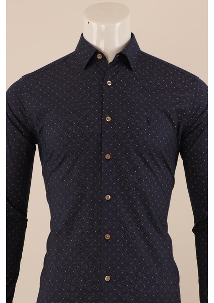 Uzun Kol Slim Fit Desenli Gömlek