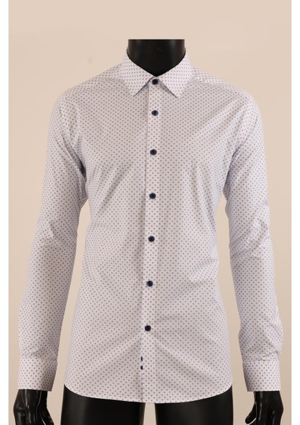 Uzun Kol Slim Fit Desenli Gömlek