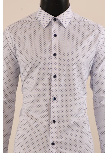 Uzun Kol Slim Fit Desenli Gömlek