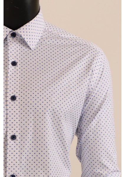 Uzun Kol Slim Fit Desenli Gömlek