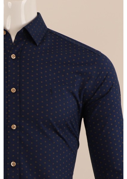 Uzun Kol Slim Fit Desenli Gömlek fırsatları