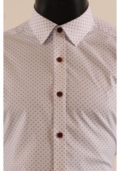 Uzun Kol Slim Fit Desenli Gömlek