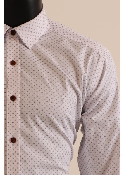 Uzun Kol Slim Fit Desenli Gömlek
