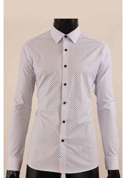 Uzun Kol Slim Fit Desenli Gömlek