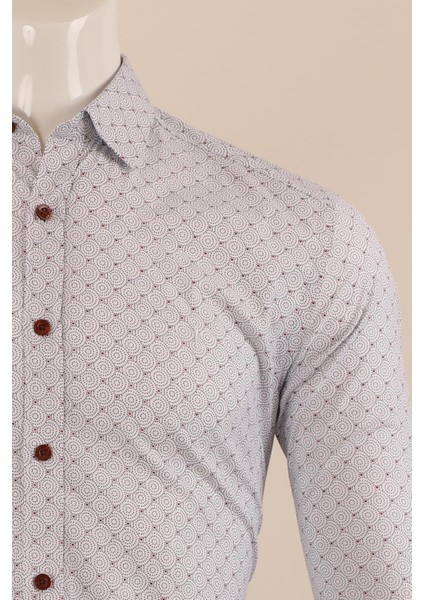Uzun Kol Slim Fit Desenli Gömlek fırsatları