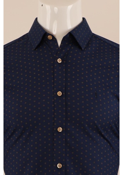 Uzun Kol Slim Fit Desenli Gömlek