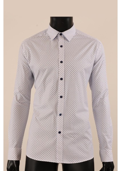 Uzun Kol Slim Fit Desenli Gömlek