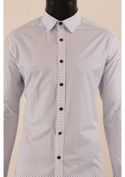 Uzun Kol Slim Fit Desenli Gömlek
