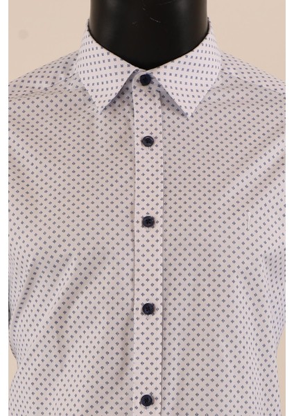 Uzun Kol Slim Fit Desenli Gömlek