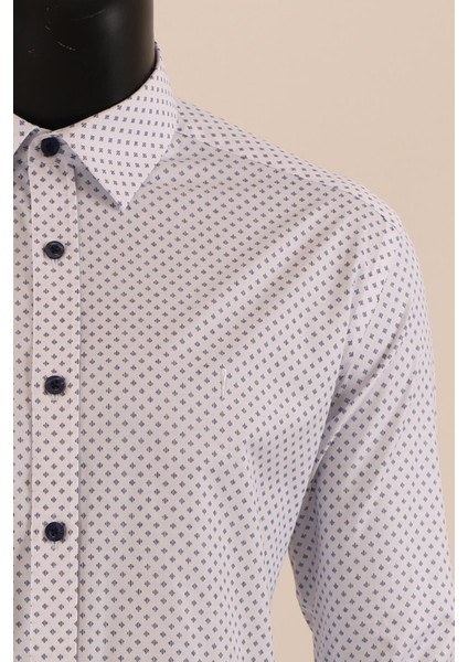Uzun Kol Slim Fit Desenli Gömlek