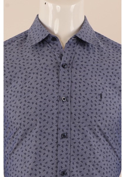 Uzun Kol Slim Fit Desenli Gömlek