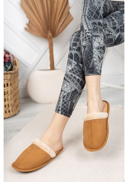 Peluşlu Ev Terliği Taba