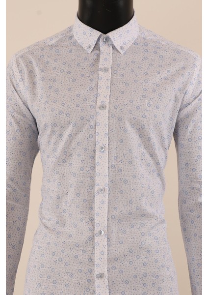 Uzun Kol Slim Fit Desenli Gömlek