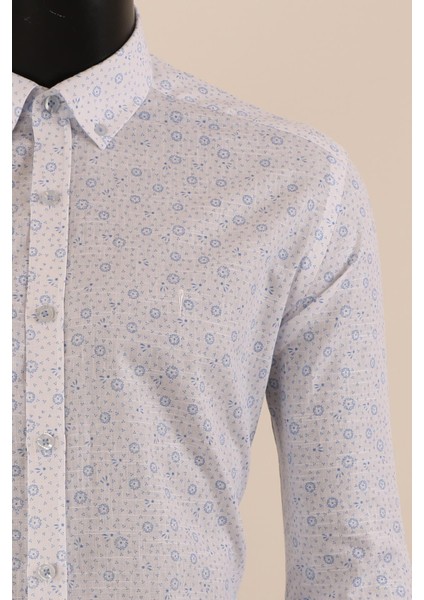Uzun Kol Slim Fit Desenli Gömlek
