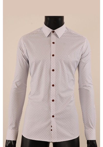 Uzun Kol Slim Fit Desenli Gömlek