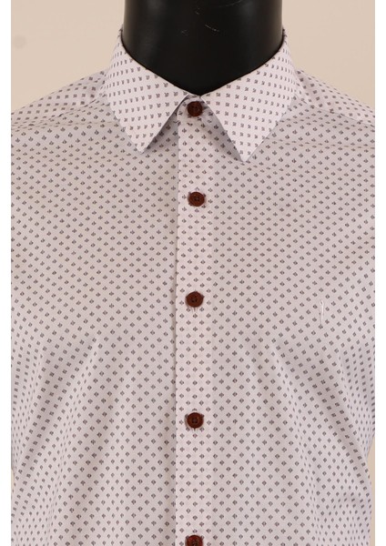 Uzun Kol Slim Fit Desenli Gömlek