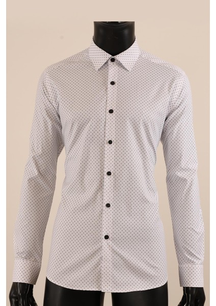 Uzun Kol Slim Fit Desenli Gömlek