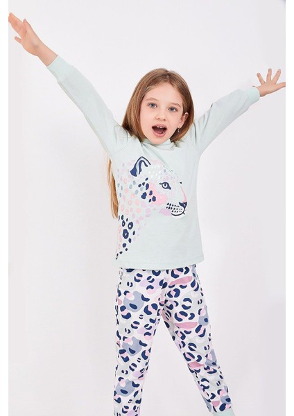 2960 Leopard Kız Çocuk Uzun Kol Pijama Takım
