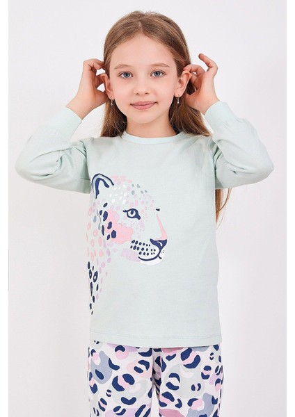 2960 Leopard Kız Çocuk Uzun Kol Pijama Takım