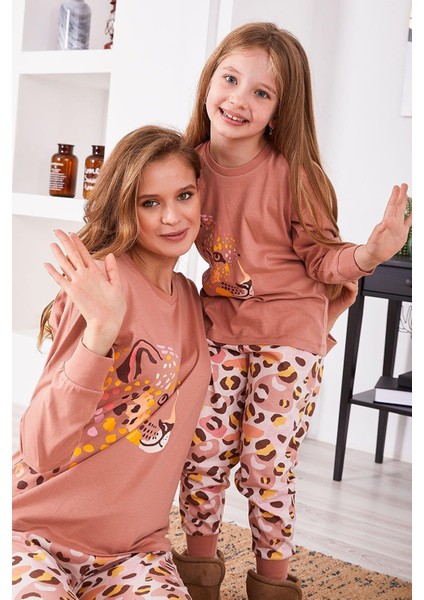 2960 Leopard Kadın Uzun Kol Pijama Takım