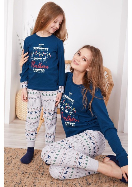 2917 My Favorite Color Is Northern Nights Lacivert Kadın Uzun Kol Pijama Takım fiyatları