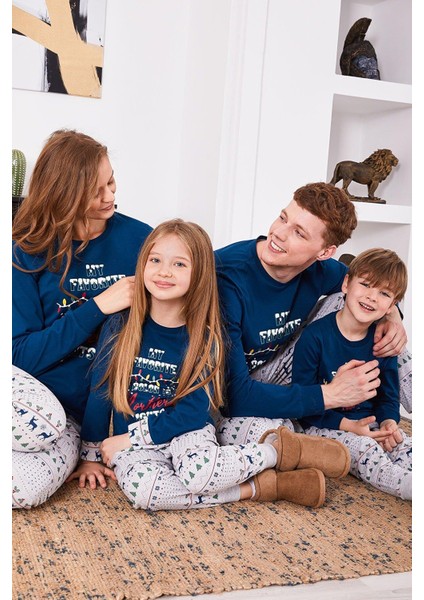 2917 My Favorite Color Is Northern Nights Lacivert Kadın Uzun Kol Pijama Takım indirimleri