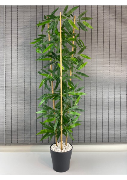 Dekoratif Yapay Yapraklı 3 Gövde Bambu Ağacı 110CM Yeni Ürün