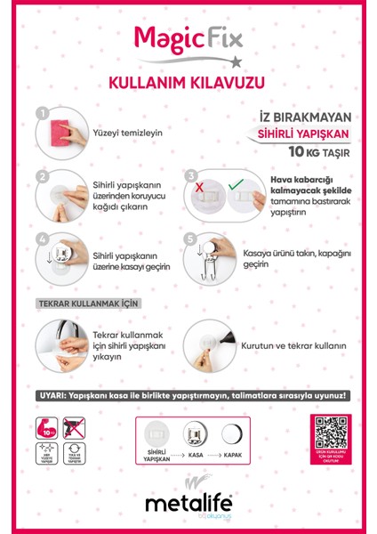 Ahşap Desenli Magic Fix Sihirli Yapışkan Siyah 5'li Askı