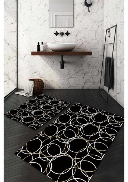 Dijital Baskılı Kaymaz Taban Yıkanabilir 2'li Klozet Takımı Banyo Paspası NDKZ-SD-976