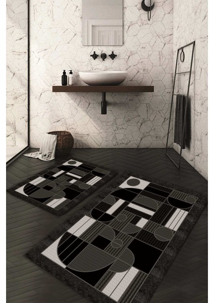 Dijital Baskılı Kaymaz Taban Yıkanabilir 2'li Klozet Takımı Banyo Paspası NDKZ-SD-1005