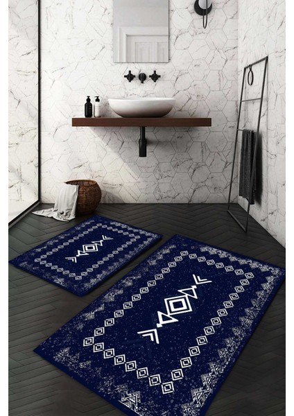 Dijital Baskılı Kaymaz Taban Yıkanabilir 2'li Klozet Takımı Banyo Paspası NDKZ-SD-1047