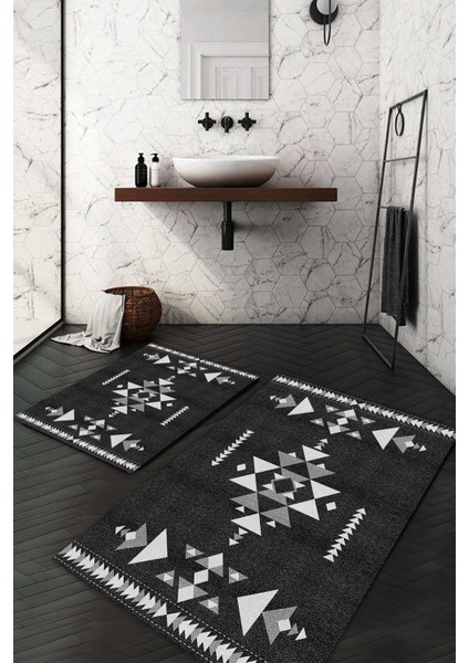 Dijital Baskılı Kaymaz Taban Yıkanabilir 2'li Klozet Takımı Banyo Paspası NDKZ-SD-1060