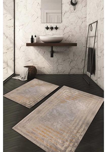 Dijital Baskılı Kaymaz Taban Yıkanabilir 2'li Klozet Takımı Banyo Paspası NDKZ-SD-234