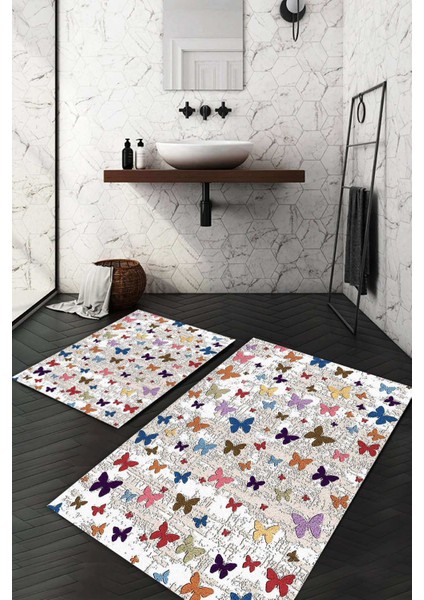 Dijital Baskılı Kaymaz Taban Yıkanabilir 2'li Klozet Takımı Banyo Paspası NDKZ-SD-760